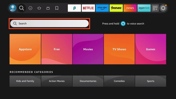 Prepare Firestick — search Downloader