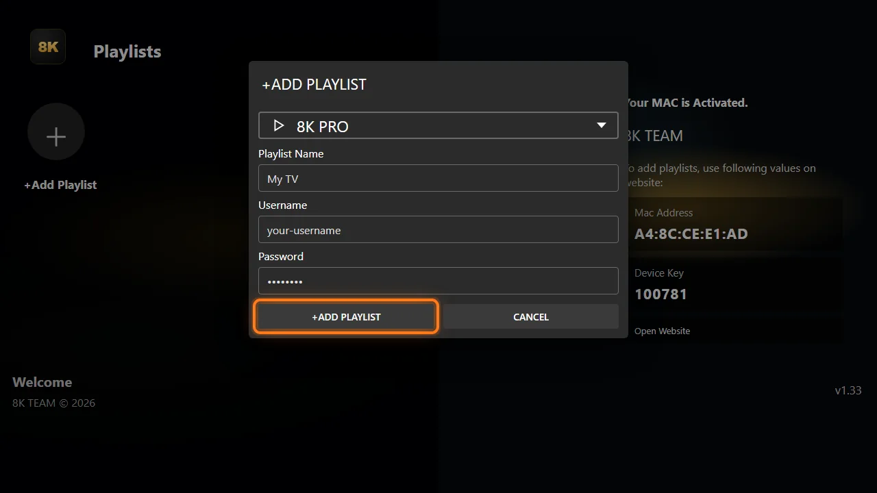 Free app, step 9: Log in with your TiviMate IPTV details