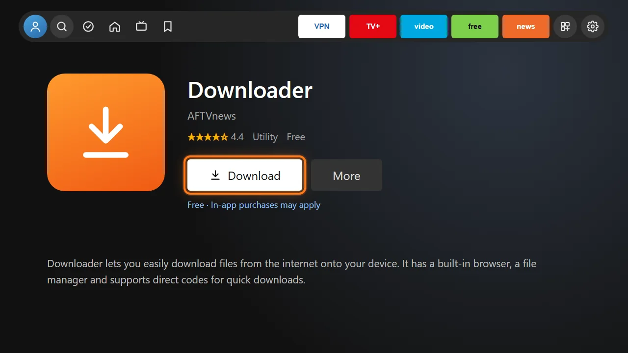 Free app, step 2: Install the Downloader app