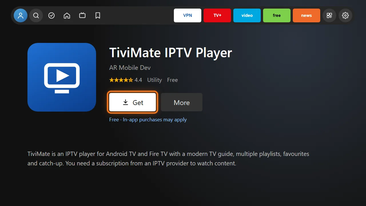 TiviMate setup on Fire TV Stick, step 2: Install TiviMate