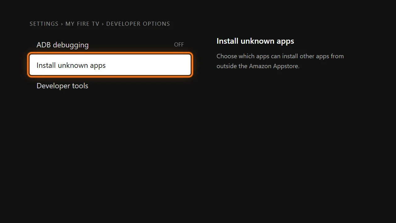 Free app, step 4: Open Developer Options