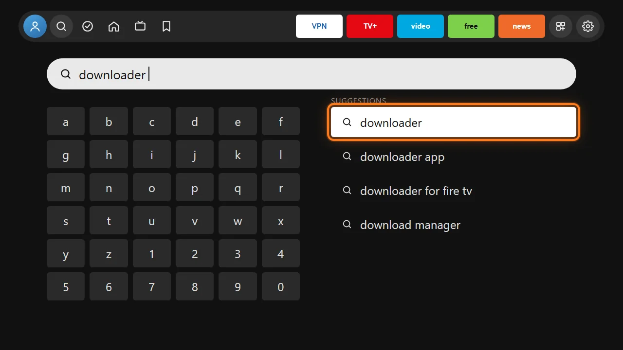 Free app, step 1: Search for Downloader