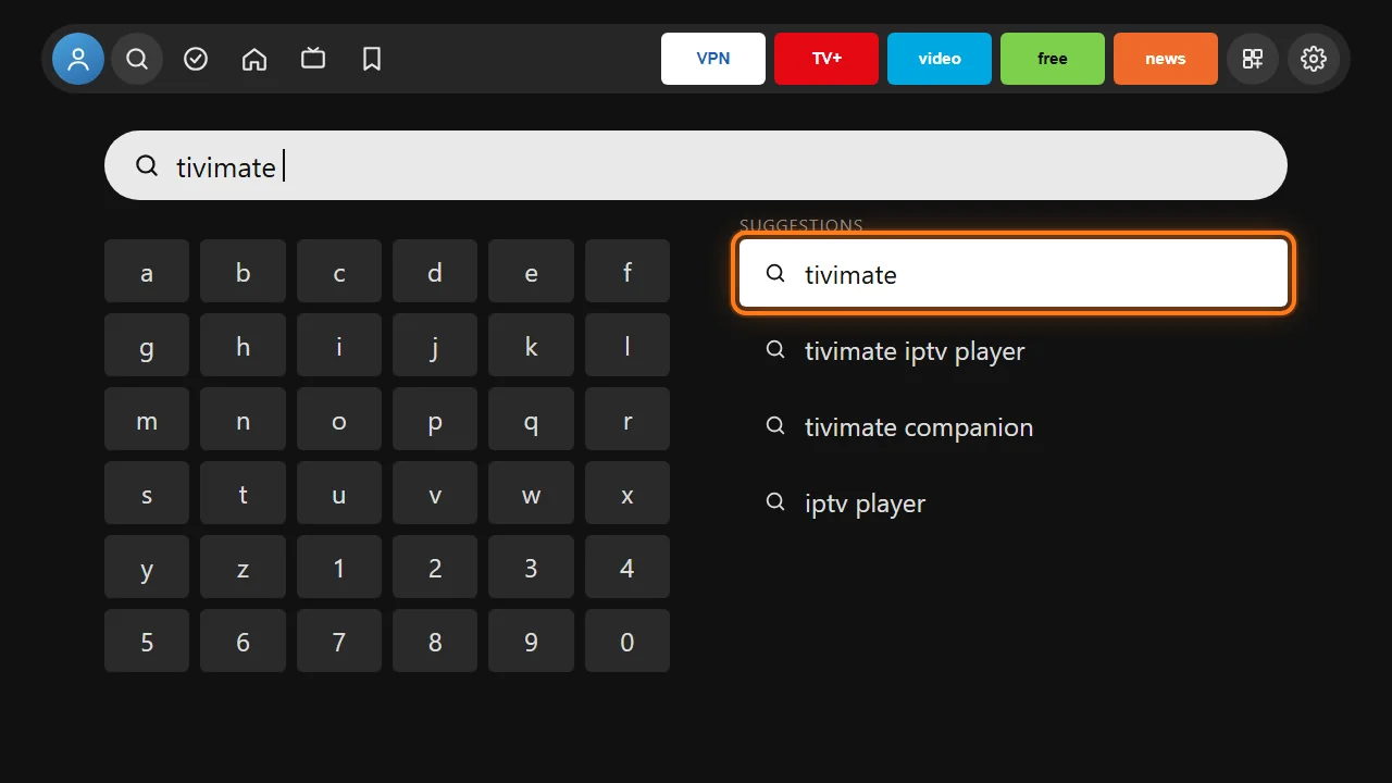 TiviMate setup on Fire TV Stick, step 1: Search for TiviMate