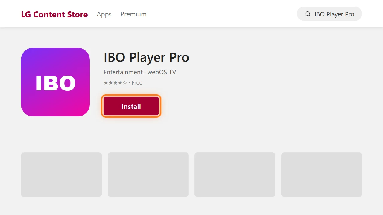 Samsung / LG, step 2: LG: install IBO Player Pro