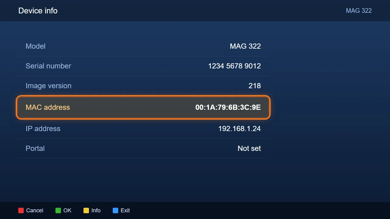 MAG box, step 1: Send us your MAC address