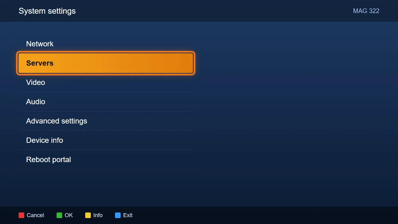 MAG box, step 2: Open the server settings